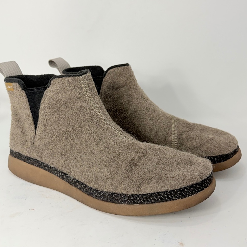 Chaco Revel Chelsea Mens 9.5 Brown Felted Wool Fleece Lined Boots